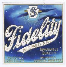 Fidelity, original outer cigar box label, M H Smaltz & Sons picture
