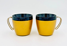 NFC Black Gold MCM Coffee Cups w/Handles Insulated Plastic Set of 2 picture
