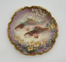 L D B & Co. Flambeau Limoges Hand-Painted Fish Plate by Pulius with Gold Accents picture