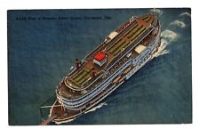 Vintage Linen Postcard - Aerial view of Steamer Island Queen, Cincinnati, Ohio picture
