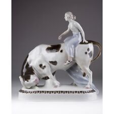 Europe on Bull Vintage Antique Porcelain Figurine Made By Plaue in Germany 1920s picture