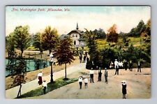Milwaukee WI-Wisconsin, Birds Eye View Washington Park Zoo, Vintage Postcard picture