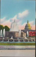 Washington D.C. Plaza Fountain and Capital Building Postcard picture