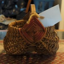 Adirondack Split Buttocks Primitive Gathering Basket Handmade Woven Brown/Red picture