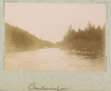 Norway, Oslo, Christiania fjord, vintage boat view albumen print,P picture