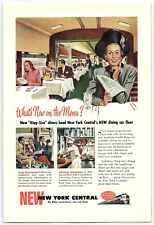 1940s NEW YORK CENTRAL RAILWAY WHAT'S NEW ON THE MENU? PRINT ADVERTISEMENT Z4259 picture