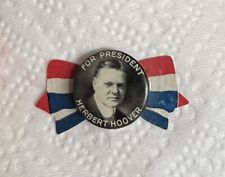 1928 Herbert Hoover For President Button Pinback Celluloid Patriotic Bow Pin picture