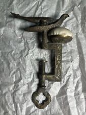 1853 Vintage  Victorian Brass Sewing Bird Clamp With White Pin Cushion picture