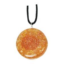 Round Orgonite Citrine Pendant Necklace EMF Energy Jewelry Healing Crystals picture