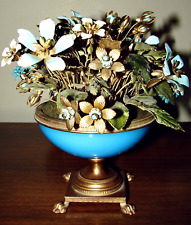 VINTAGE Jane Hutcheson Gorham Fleurs Des Siecles Metal Flower Blue Opaline STAND picture