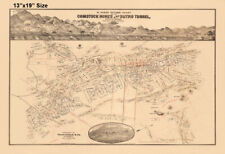 Comstock Lode & Sutro Tunnel – Virginia City NV 1878 Mining Map – Vintage Poster picture