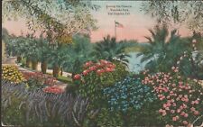 Los Angeles California CA Westlake Park Flowers Palm Trees Flag DB Postcard picture