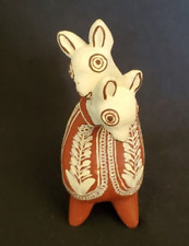 Vtg Peruvian Pottery 2 Headed Llama Alpaca Vase Candle Holder Hand Crafted 3.5