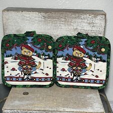 Lot of 2 VINTAGE Franco Printed Quilted Potholders 6x6