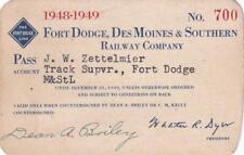 1948-49 Fort Dodge Des Moines & Southern Railroad pass-Minneapolis & St Louis RR picture