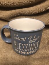 Sheffield Home Mug “ COUNT YOUR BLESSINGS” Dusky Blue Pre-owned NICE  14 oz picture