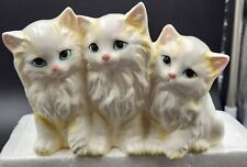Vintage Napcoware Cat Planter 3 White Yellow Kittens w Blue Eyes  C7200 picture