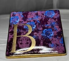 anthropologie Vanity Trinket Box Porcelain B purple Blue Gold picture