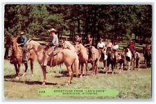 c1960 Greetings Lee's Cafe Horse Riding Field Sheridan Wyoming Rembrant Postcard picture