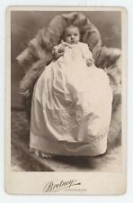 Antique Circa 1880s Cabinet Card Beautiful Baby Lying On Fur Lehighton, PA picture