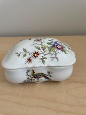 Vintage Rochard Limoges France Porcelain Trinket Box Floral Bird of Paradise picture