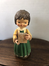 SCHMID LINDER GIRL WITH PACKAGE HAND CARVED FIGURINE 6000 LUCERNE SWITZERLAND picture