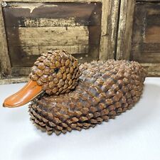 Mallard Hen Duck Decoy Pine Cone Table Handcrafted Decor Figurine 16” Long picture