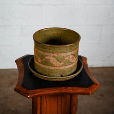 Mid Century Modern Planter Drainage Earthy Green Gloss Large Ceramic Vintage MCM picture