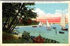 Chautauqua NY-New York, Chautauqua Lake, Institution, Boats Vintage Postcard picture