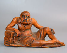 6.2″ Exquisite decor natural boxwood handwork carve Arhat buddha statue Buddhism picture