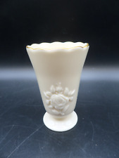 Lenox Special Bud Vase 4” Embossed Roses Gold Trim Ivory Scalloped Footed USA picture