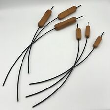 Set of 2 Vintage Mid Century MCM Cattails Wood & Black Metal Wall Decor picture