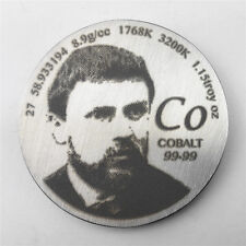 Pay Tribute to Cobalt Discoverer 1.5 inch Diameter Pure Co Metal Coin picture