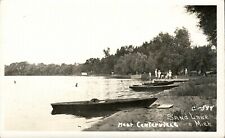 Postcard Centreville,MI,Sand Lake,Canoes,People,Real Photo,#C-594,St Joseph Cty picture
