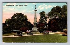 Warren OH-Ohio, Monumental Park, Canon, Antique c1913 Vintage Souvenir Postcard picture