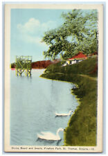 c1940's Diving Board Swans Pinafore Park St Thomas Ontario Canada Postcard picture