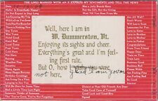 W Dummerston VT Unhappy Check Off List Greetings Vermont postcard AQ5 picture