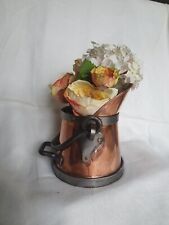 Antique luxury Hammered Container copper bucket with metal handles 19th picture