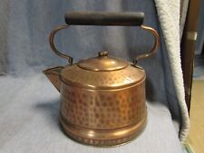 VINTAGE Gregorian Hand Hammered Copper Tea Kettle Pot  Wooden Handle picture