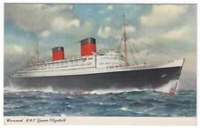 Vintage Postcard View of  The Cunard R.M.S. Queen Elizabeth Cruise Liner picture