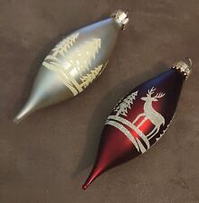Vintage 2 Glittered Teardrop Christmas Tree Ornaments $15 picture