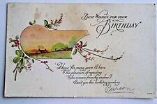 Vintage Postcard Greeting Embossed Birthday Antique Berries Old  #3162 picture
