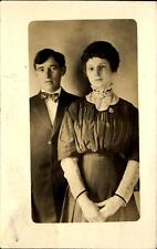 RPPC real photo~couple Victorian fashion~1912 to Bertha Van Glan BREDA IA picture