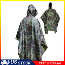 Military Woodland Ripstop Wet Weather Raincoat Poncho Camping Hiking Camo picture