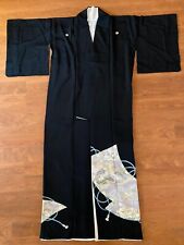 Black good quality silk Authentic Kimono  Japanese A1 Gold embroidery picture