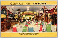 Los Angeles California 1940s Postcard Lucca Restaurant Cocktail Bar nr Wilshire picture
