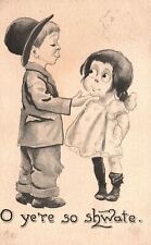 1912 O Ye're So Swhate Funny Comic Card Children Gestures, Vintage Postcard picture