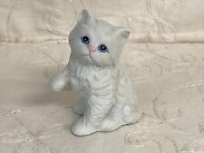 Vintage Bisque Porcelain Longhair White Persian Cat Figurine picture