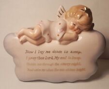 Nice Vintage Geo Lefton HT5749 Lords Prayer w/ Baby Angel Ceramic Planter picture