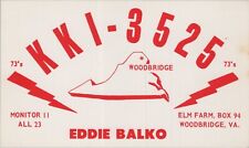 vintage CB radio QSL postcard Eddie Balko 1960s Woodbridge Virginia picture